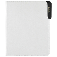 Personalized White Embossed Lizard Leather Padfolio