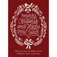 Red Christmas Wreath Flat Holiday Cards
