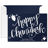Happy Chanukah Flat Shimmer Holiday Cards
