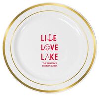 Live, Love, Lake Premium Banded Plastic Plates