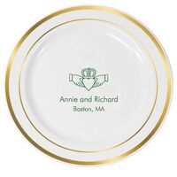 Traditional Irish Claddaugh Premium Banded Plastic Plates