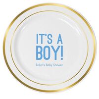 It's A Boy Premium Banded Plastic Plates