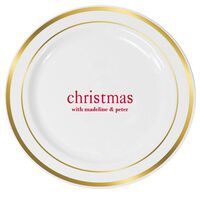 Big Word Christmas Premium Banded Plastic Plates