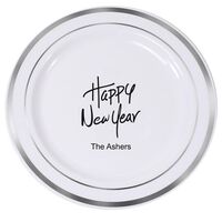 Fun Happy New Year Premium Banded Plastic Plates