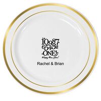 New Year's Countdown Premium Banded Plastic Plates