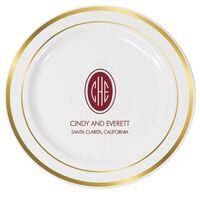 Outline Shaped Oval Monogram with Text Premium Banded Plastic Plates