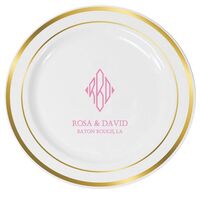 Shaped Diamond Monogram with Text Premium Banded Plastic Plates