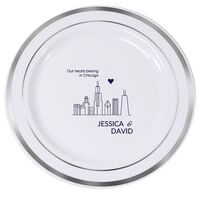 We Love Chicago Premium Banded Plastic Plates