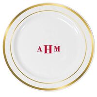 Sophisticated Monogram Premium Banded Plastic Plates