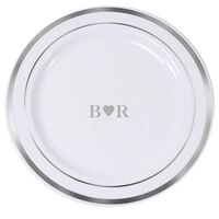 2 Initials Plus Heart Premium Banded Plastic Plates