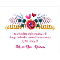 Watercolor Heart Bouquet Flat Sympathy Cards
