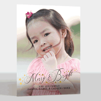 Vertical Floating Foil Stars Holidays Photo Cards