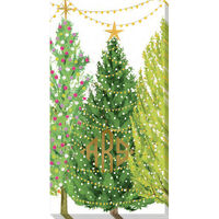 Christmas Trees with Lights Caspari Guest Towels