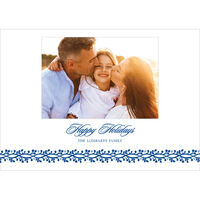 Blue Berry Vine Photo Flat Letterpress Holiday Cards