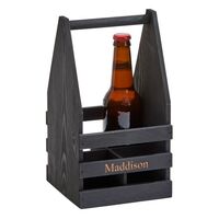 Black 4 Bottle Wooden Beverage Caddy