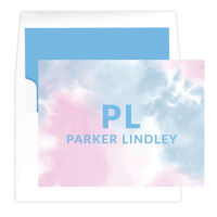 Pink and Slate Tie-Dye Folded Note Cards